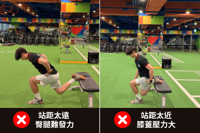 保加利亞分腿蹲 錯誤站距