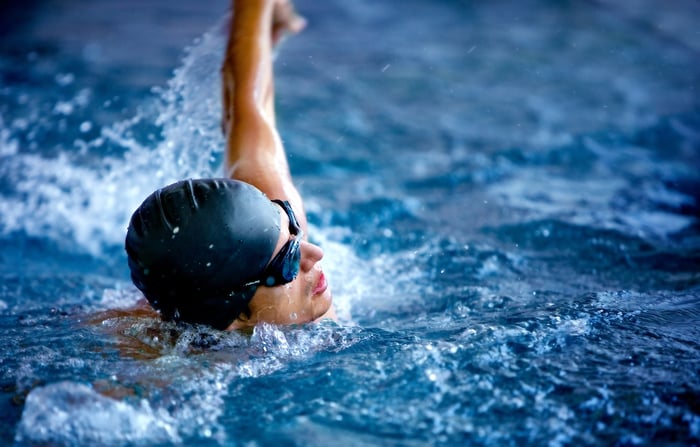 游泳減肥，建議配合間歇性訓練，例如：快游5公尺、慢遊5公尺的方式交替進行，或是休息後游不同趟數…等，並且最好每次游泳的總時數達到40分鐘以上，有助於全身持續燃脂。